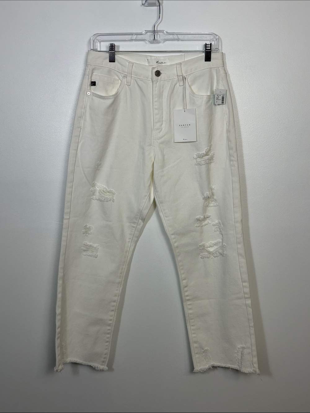 KanCan Estilo White Denim Distressed Straight Fit Jeans Women’s Size 7/27 Pants